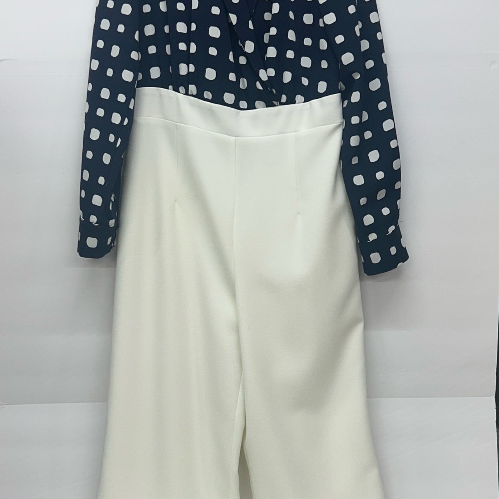 Navy Blue and White Polka Dot Jumpsuit Size 6 - Picture 3 of 14